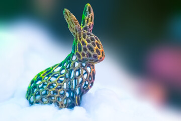 Colored rabbit made of photopolymer resin, 3D printing technology - 632450775