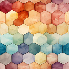  Watercolor Hexagon background pattern