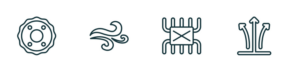 set of 4 linear icons from zodiac concept. outline icons included greatness, air, lifes challenges, tartar vector