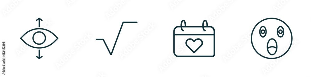 Poster set of 4 linear icons from user interface concept. outline icons included perspectives, square root,