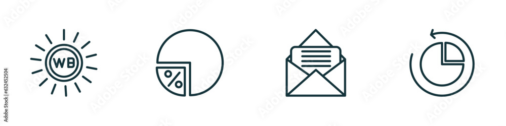 Poster set of 4 linear icons from user interface concept. outline icons included white balance, percentage 