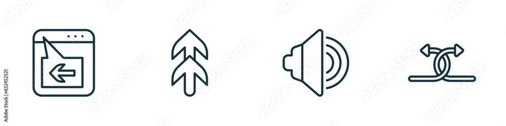 Poster set of 4 linear icons from user interface concept. outline icons included window back button, top ar