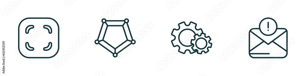 Poster set of 4 linear icons from user interface concept. outline icons included rounded corners square, pe