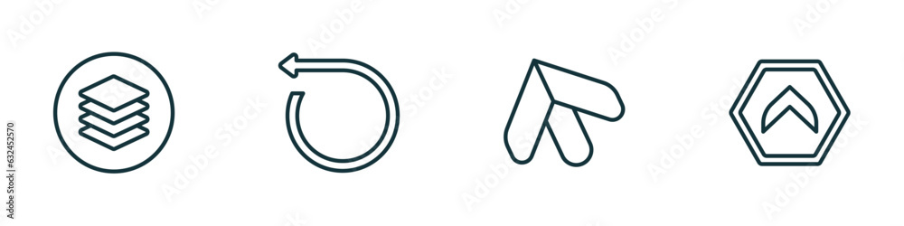 Poster set of 4 linear icons from user interface concept. outline icons included layer button, rotate left,