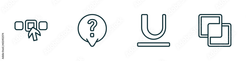 Poster set of 4 linear icons from user interface concept. outline icons included elections, answer, underli