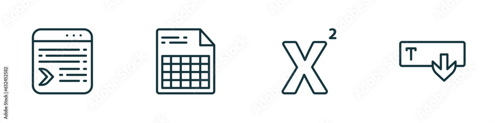 Poster set of 4 linear icons from user interface concept. outline icons included selective, document with t