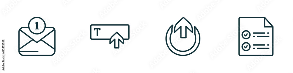 Poster set of 4 linear icons from user interface concept. outline icons included new message, text in, exte