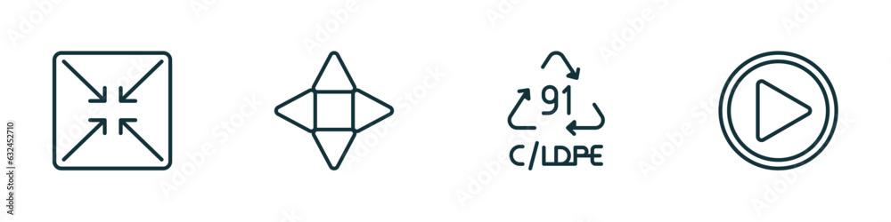Poster set of 4 linear icons from user interface concept. outline icons included exit full screen arrows, n