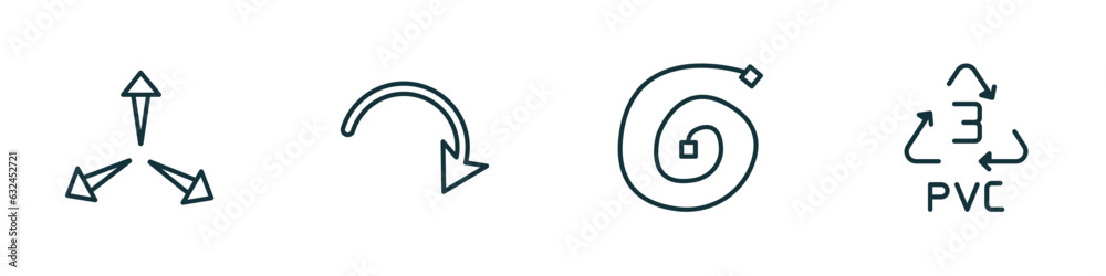 Poster set of 4 linear icons from user interface concept. outline icons included expand arrows, curved arro