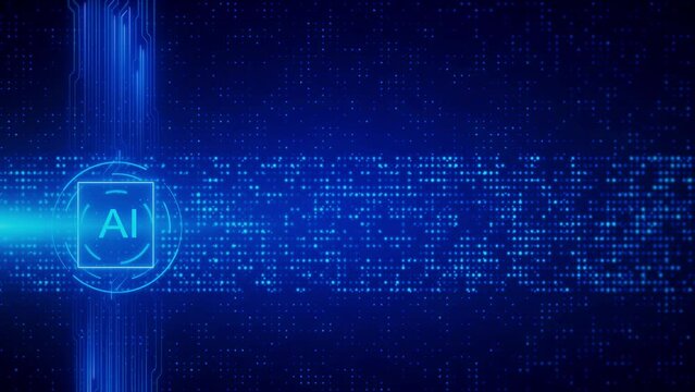 Artificial intelligence AI Big data flow analysis, Future Data mining, deep learning. modern computer Cyber Technology Innovation. blockchain Engineering robot face High-Tech CPU Processor Microchip.