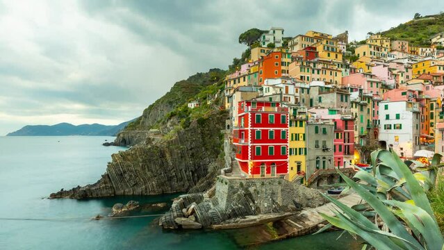 Time Lapse of the beautiful and scenic seaside village of Riomaggiore in Italy. One of the small towns that makes up Cinque Terre.