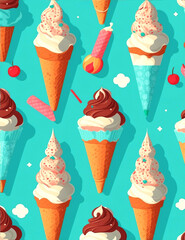 ice cream seamless pattern
