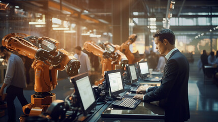 Future of Work: Automation Impact. Depicting the changing landscape of work as automation continues to reshape industries. Generative ai