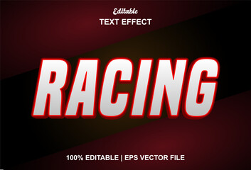 racing text effect with red graphic style and editable.