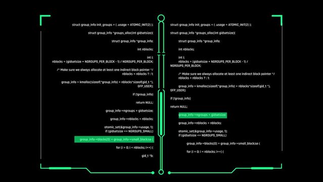 Hacker Code UI Interface Animated on Black Screen
