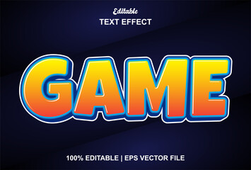 game text effect with blue color graphic style editable.