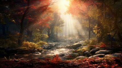 Fototapeta premium Epic Photography Shot of Autumn Background with Natural Lighting. Generative Ai