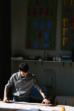 Professional clothier at work