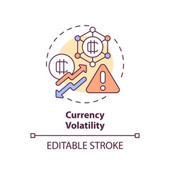 2D editable currency volatility thin line icon concept, isolated vector, multicolor illustration representing digital currency.