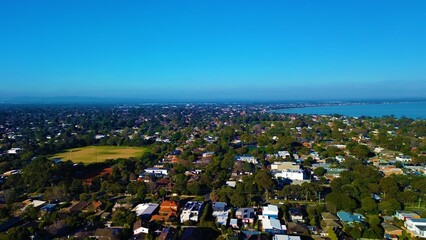 aerial view of a bright sunny day at the beach