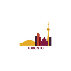 Canada Toronto cityscape skyline city panorama vector flat modern logo icon. Canadian Ontario province emblem idea with landmarks and building silhouettes