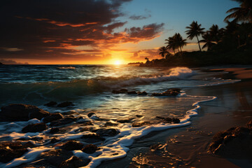 Fototapeta na wymiar a beach at sunset 