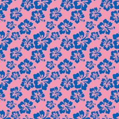 Blue and pink Aloha Hawaiian flower Shirt Seamless Background Pattern