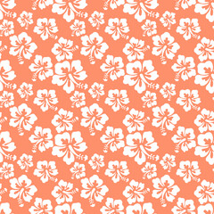 White and orange Aloha Hawaiian Shirt Seamless flower Background Pattern