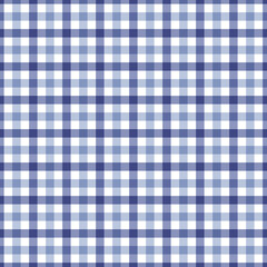 Gingham seamless pattern. Blue background texture. Checked tweed plaid repeating wallpaper. Fabric design.