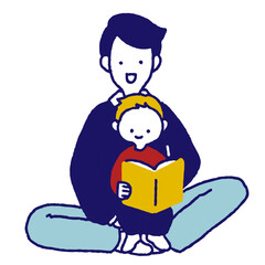 読み聞かせをするお父さん