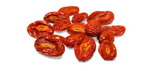Sun dried tomatoes isolated on transparent or white background, png