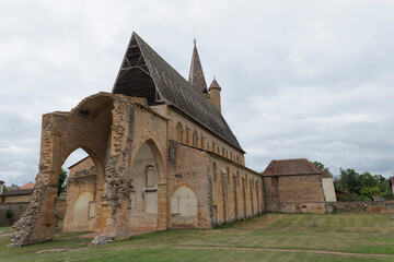 Fototapeta na wymiar View of the Romanesque Abbay of La Bénisson-Dieu in the French department Loire