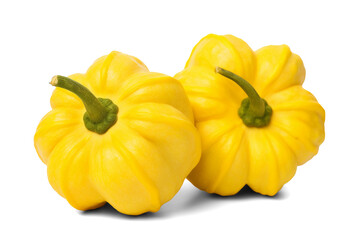 Yellow pattypan squash isolated on transparent or white background, png
