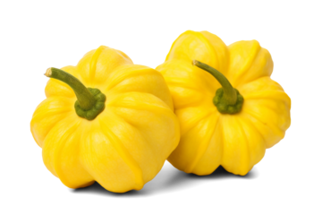 Yellow pattypan squash isolated on transparent or white background, png