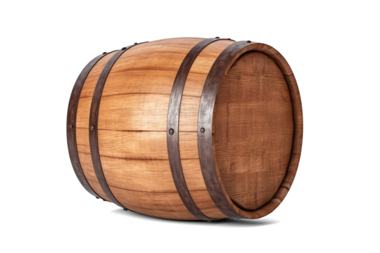 Wooden oak barrel isolated on transparent or white background, png - Powered by Adobe