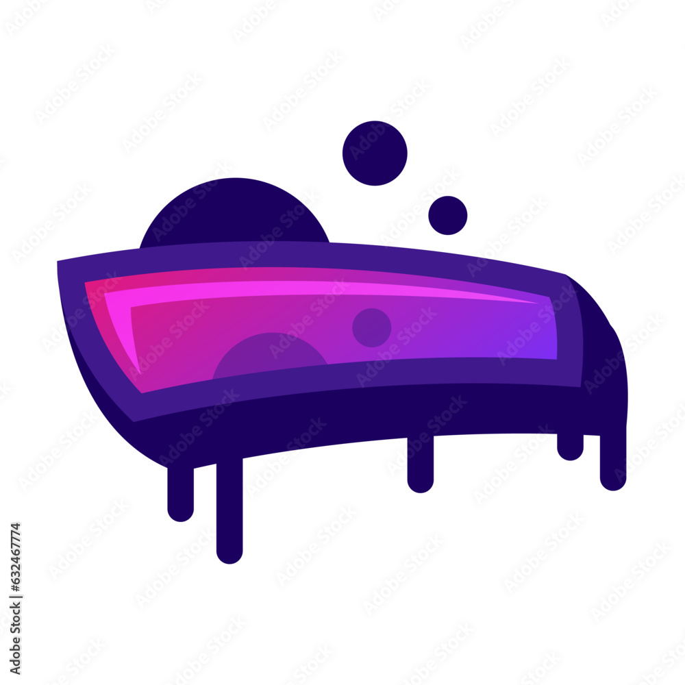 Sticker Graffiti Minus as Purple Bold Mathematical Sign Vector Illustration