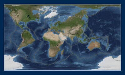 Arabian tectonic plate. Satellite. Patterson Cylindrical Oblique. Boundaries