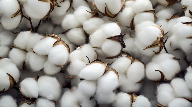 White Cotton Balls on a Branch: A Detailed and High-Quality Image of a Raw and Pure Fiber with a Gray Background AI Generative