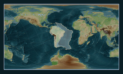 South American tectonic plate. Patterson Cylindrical Oblique.