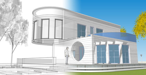 architecture house with consoles 3d © Svjatoslav