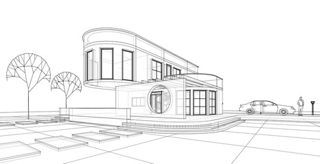 architecture house with consoles 3d © Svjatoslav