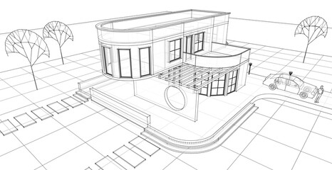 architecture house with consoles 3d © Svjatoslav