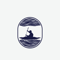 Canoe Paddle Adventure Logo.Canoe Oar Adventure Symbol.Kayak Sport Logo 