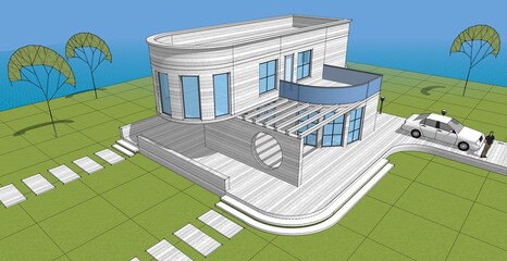 architecture house with consoles 3d © Svjatoslav