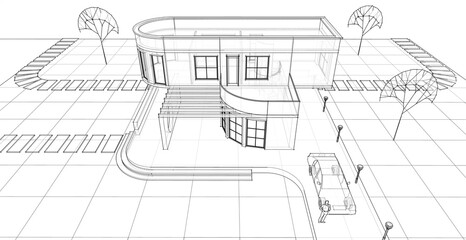 architecture house with consoles 3d © Svjatoslav