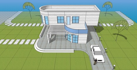 architecture house with consoles 3d © Svjatoslav