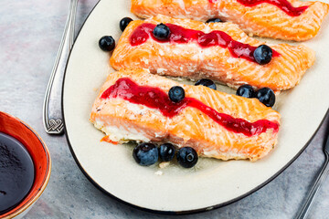 Grilled salmon steak