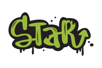 Bright Green Graffiti Star Inscription as Street Wall Painting Art Vector Illustration