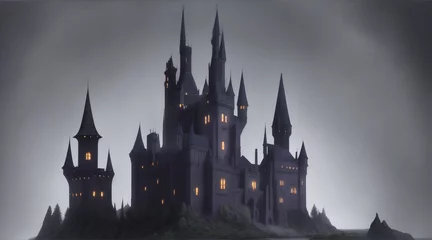 Photo sur Plexiglas Vieil immeuble Gothic castle illustration with gray gradient by Generative AI