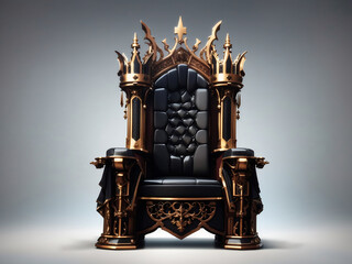 Royal throne isolated on transparent background. Dark gothic throne. Majestic throne, Generate Ai